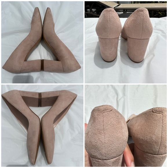 Marc Fisher Caitlin suede blush pink block heel, pointy toe pump - Picture 15 of 17